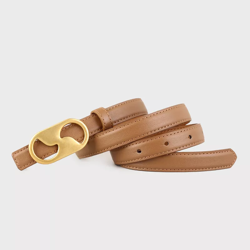 Leather Belt with Golden Buckle, image 5