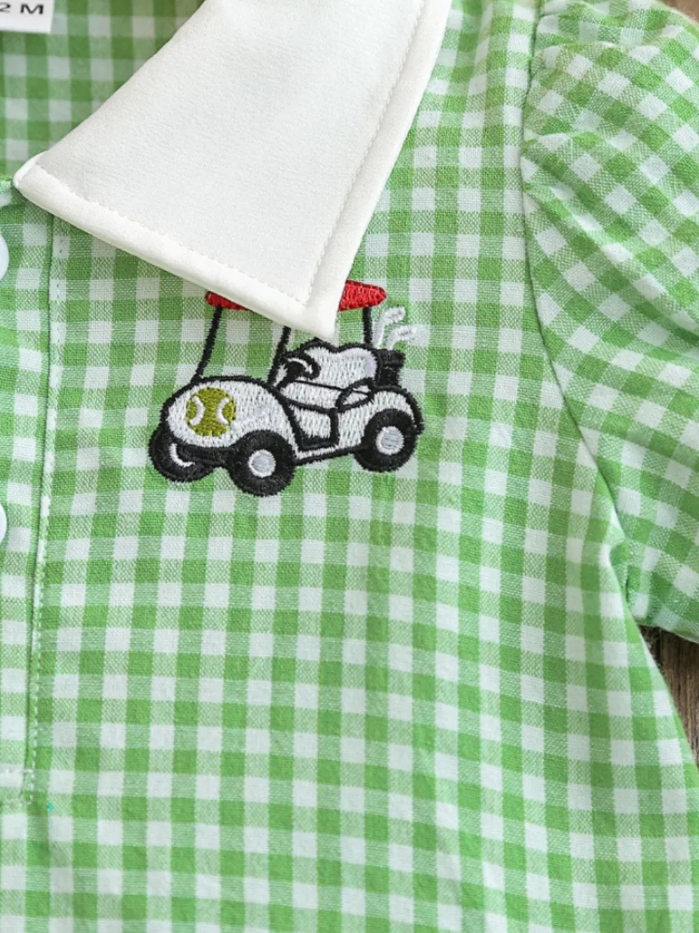 Children's Gingham Ruffle Hem Polo Dress, image 8