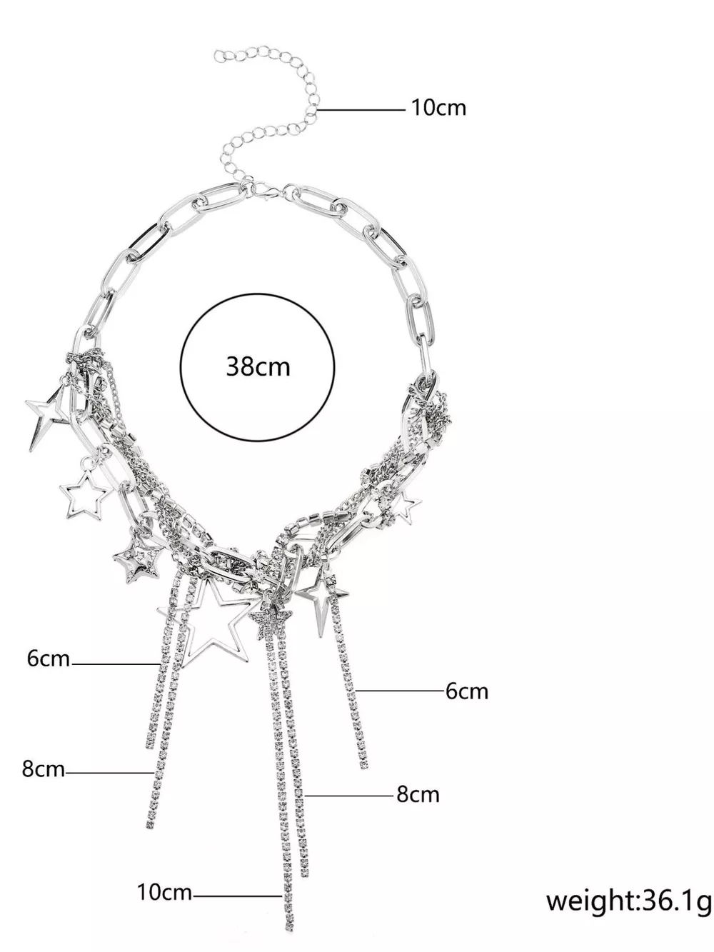 Chunky Chain Star Tassel Necklace, image 6