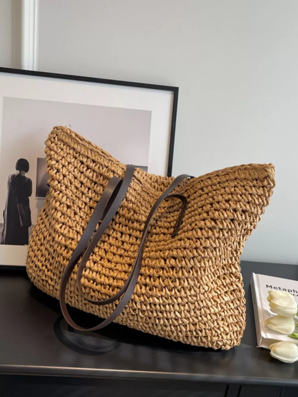 Woven Straw Shoulder Bag, image 7