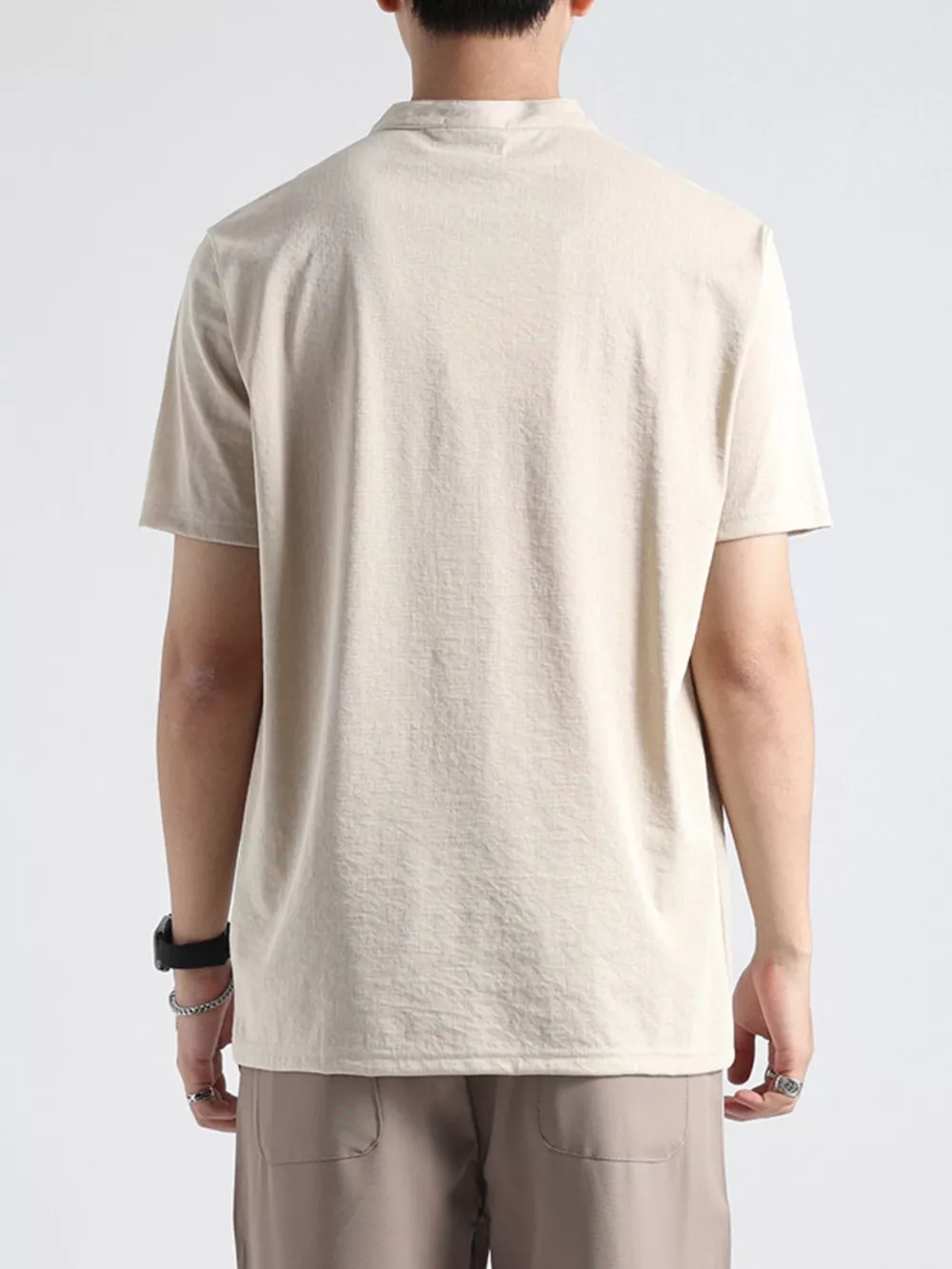 Men's Plus Size Button Detail Short Sleeve Top, image 7