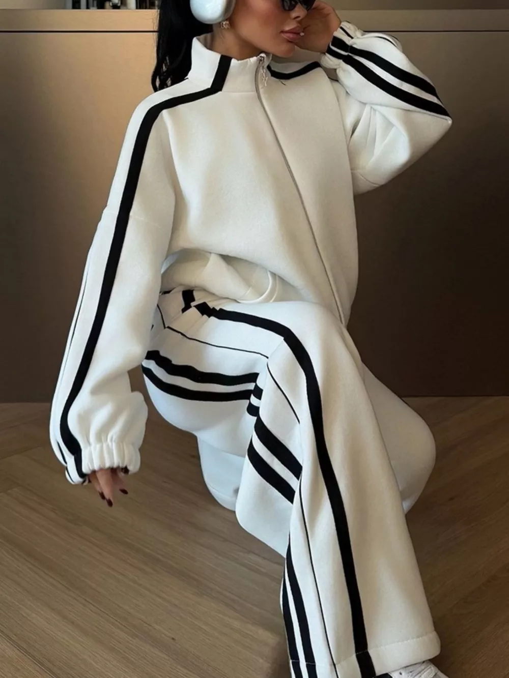 Side Stripes Zip Up Top and Pants Set, image 14