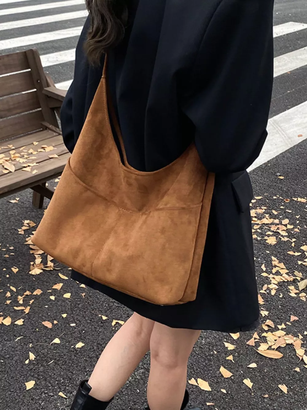 Minimalist Suede Shoulder Bag, image 11