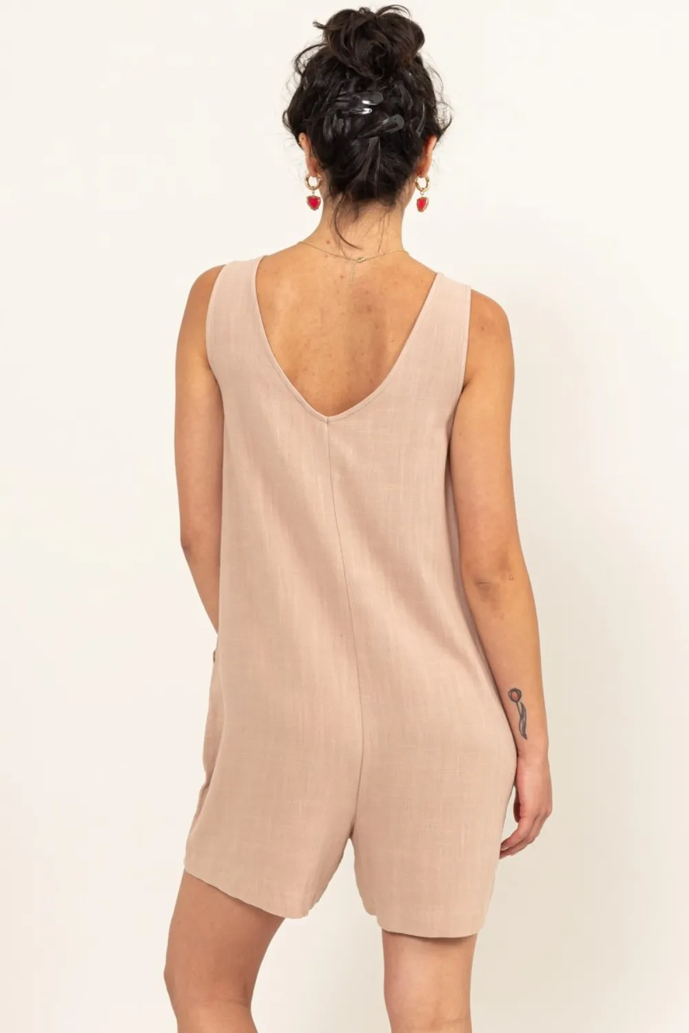 V-Neck Sleeveless Romper with Pockets, image 2