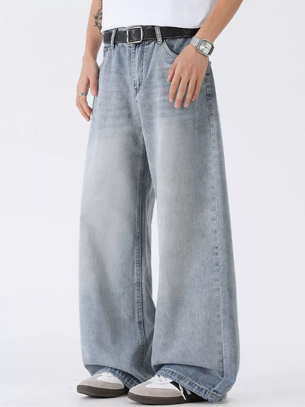 Men's Full Size Washed Wide Leg Jeans Plus Size, image 3