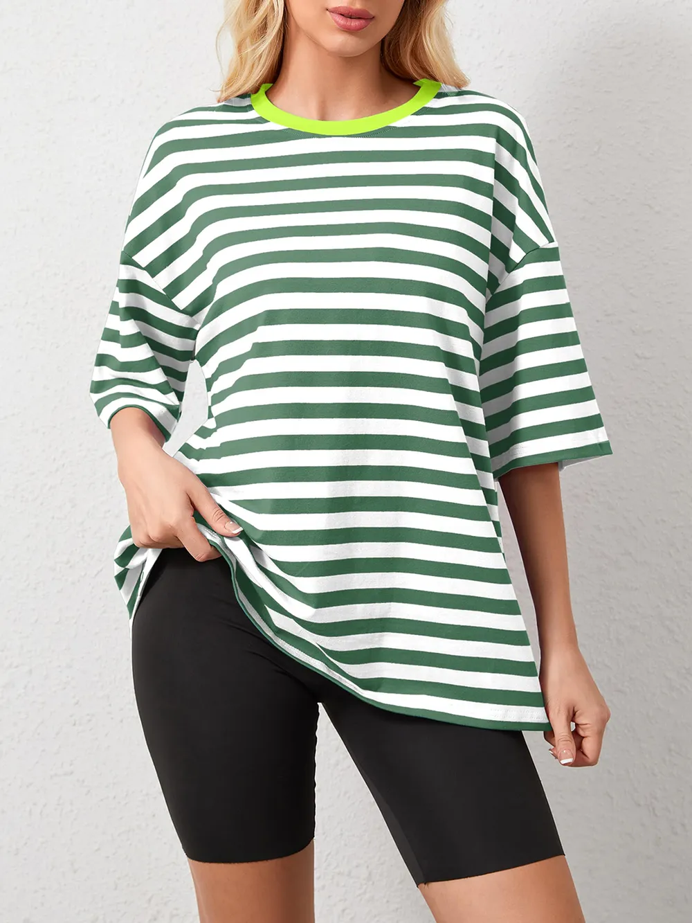 Striped Round Neck Half Sleeve T-Shirt, image 25