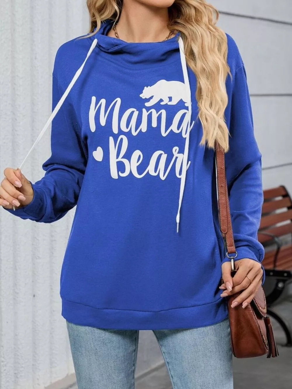 Contrast Letter Graphic Drawstring Long Sleeve Hoodie, image 5