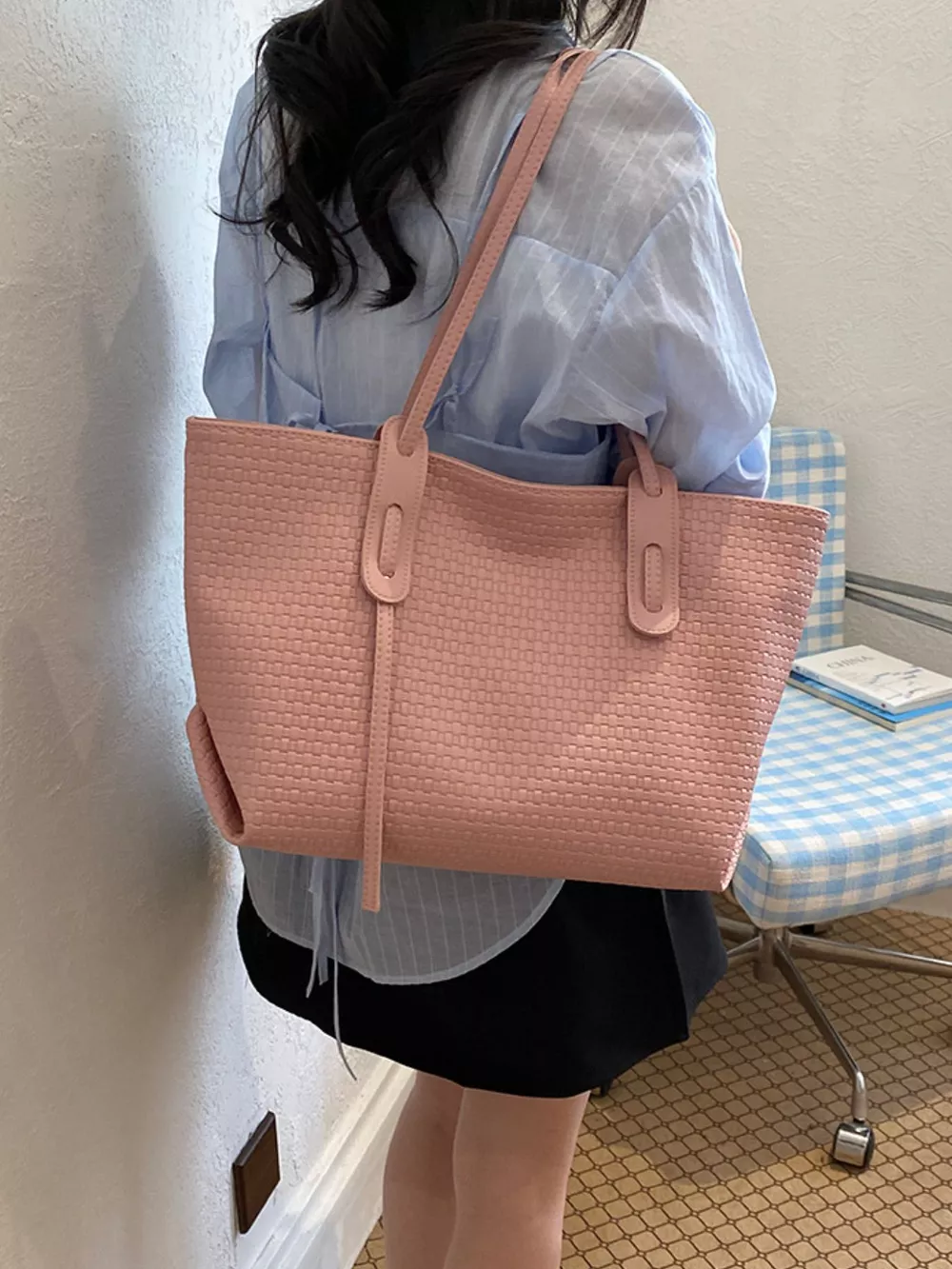 Leather Texture Tote Bag, image 8