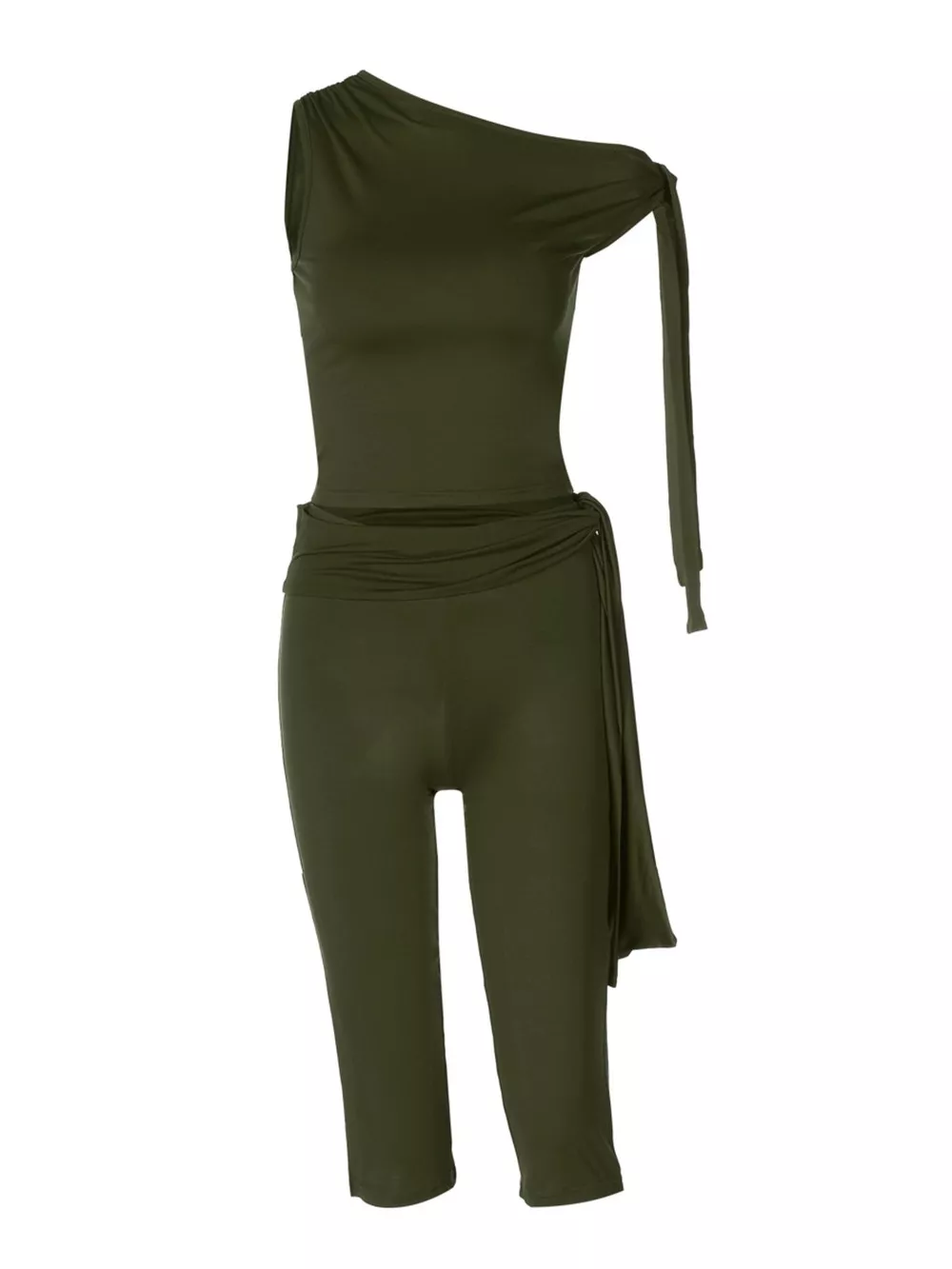 Asymmetrical One-Shoulder Top and Capris Set, image 4