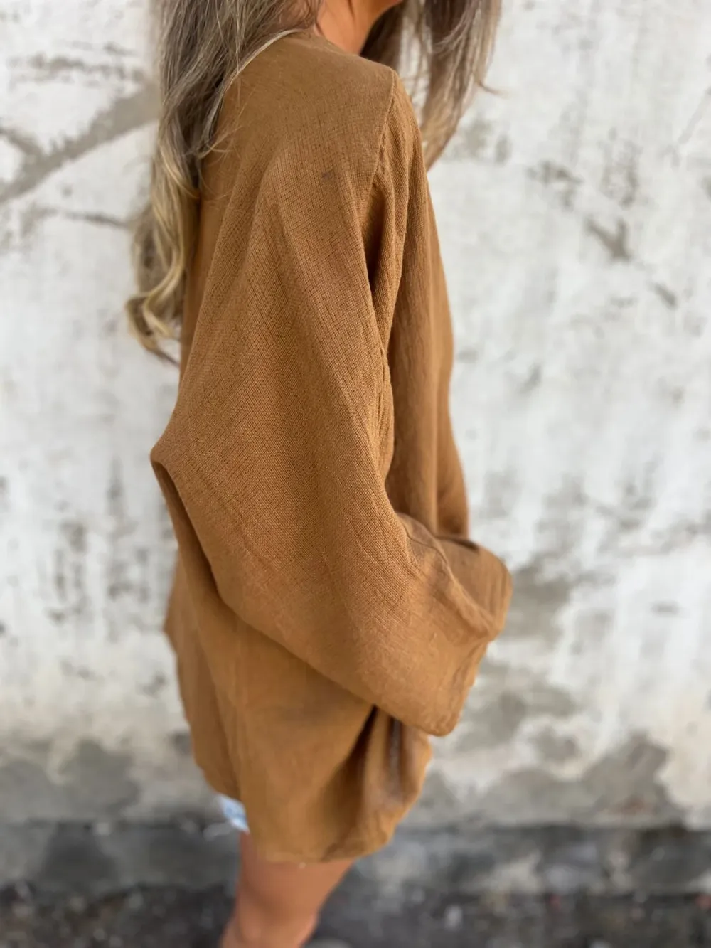 Full Size One Button Long Sleeve Shirt Plus Size, image 13