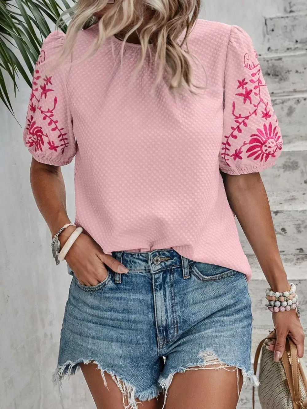 Embroidered Puff Sleeve Blouse, image 12