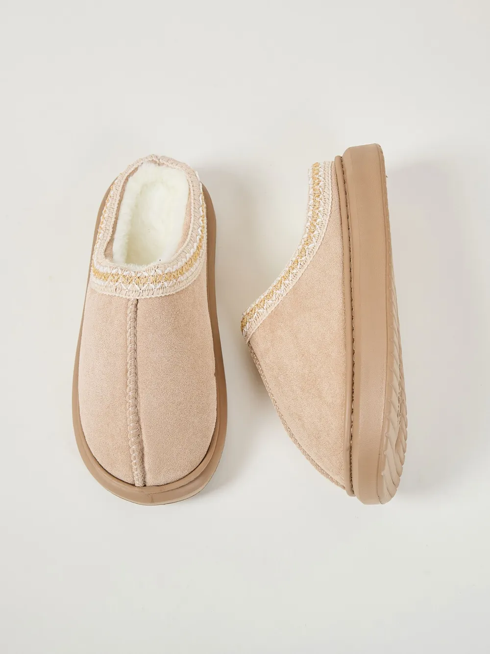 Faux Fur Suede Platform Slippers, image 15