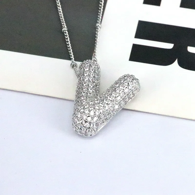 Copper Inlaid Zircon Letter Pendant Necklace, image 11