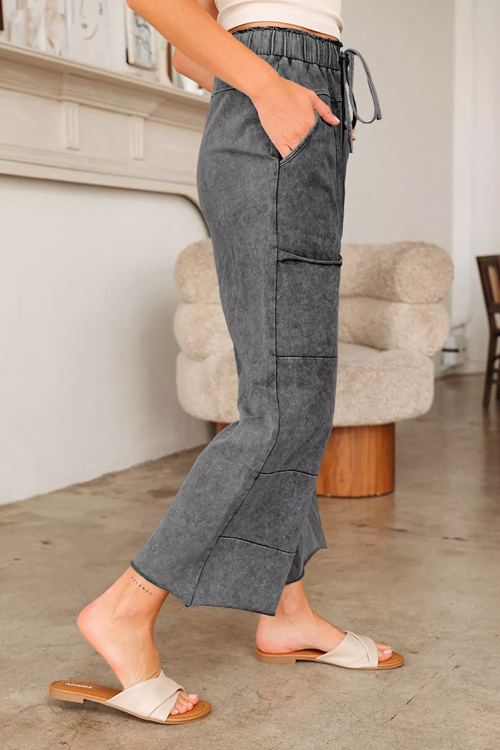 High-Waisted Wide-Leg Cropped Pants, image 2