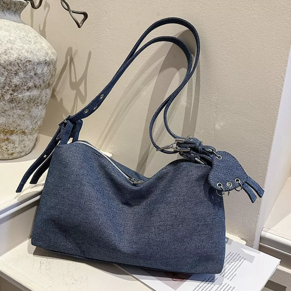 Adjustable Strap Denim Shoulder Bag, image 2