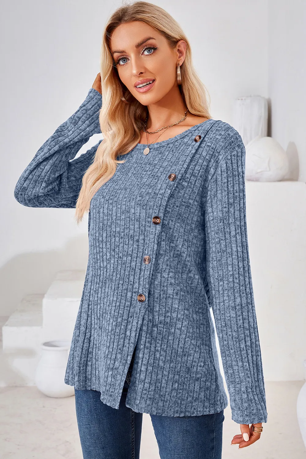 Round Neck Long Sleeve T-Shirt, image 2