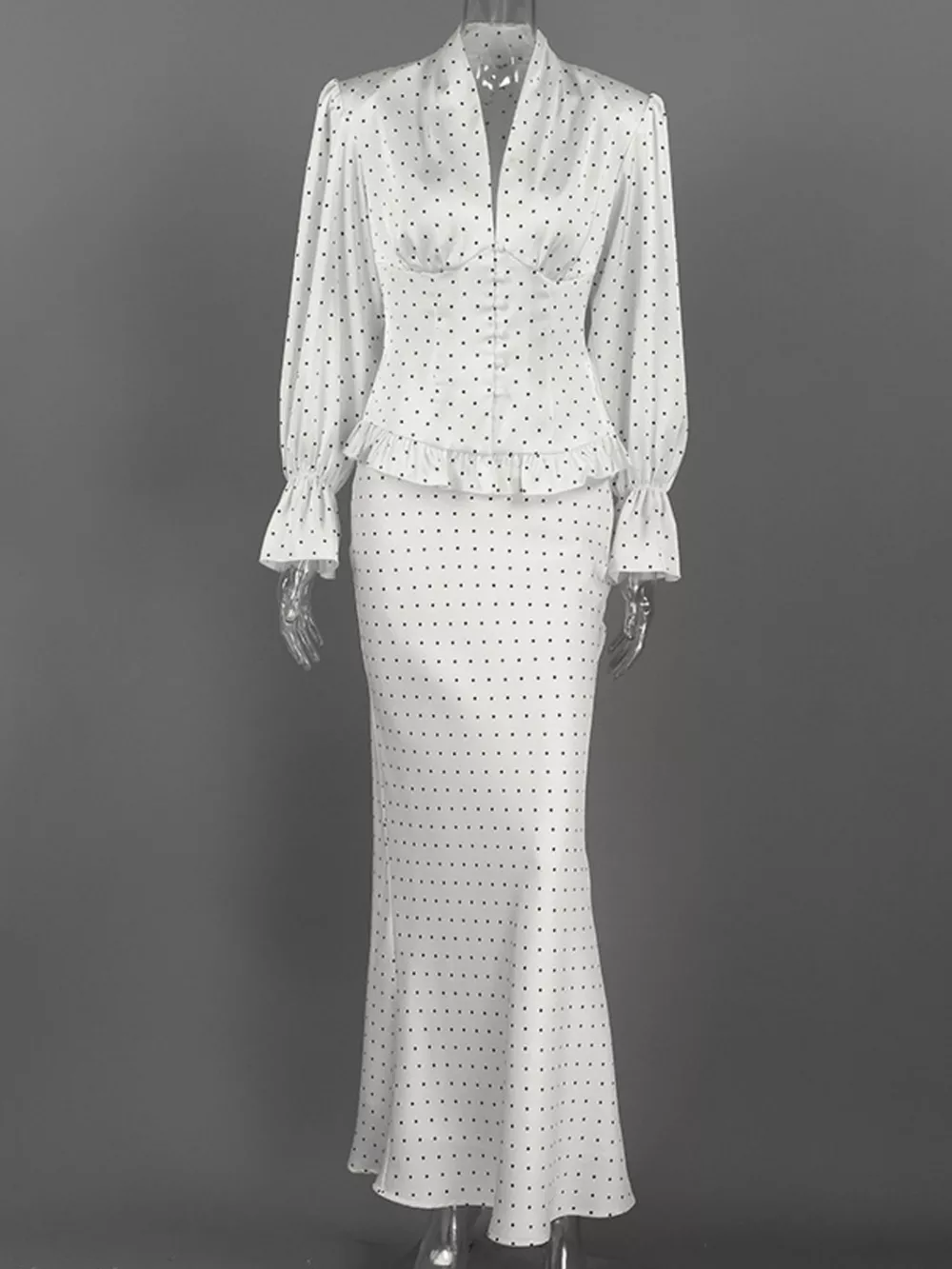 Satin Polka Dot Top and Skirt Set, image 8