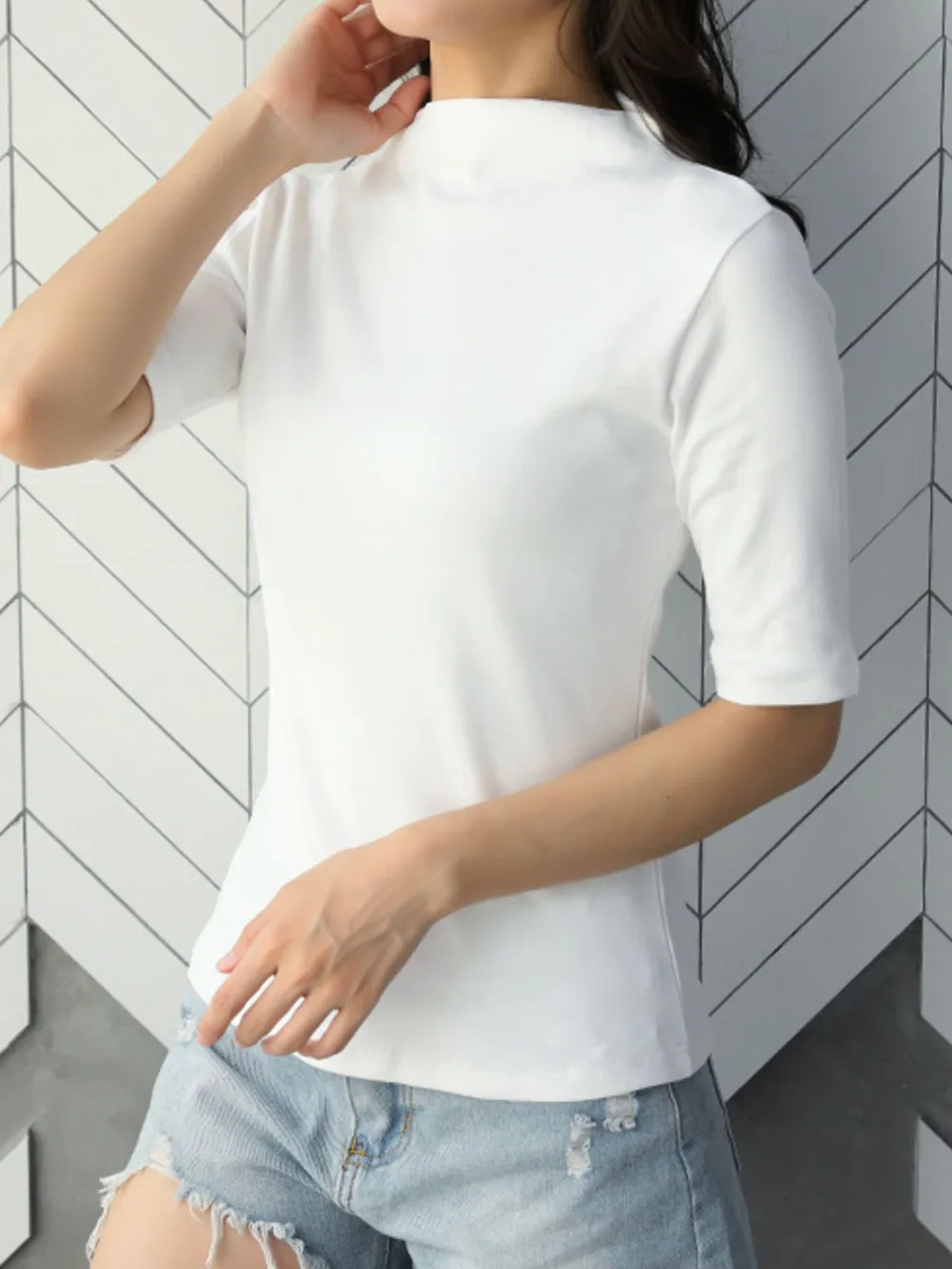 Solid Color Short Sleeve T-Shirt, image 8
