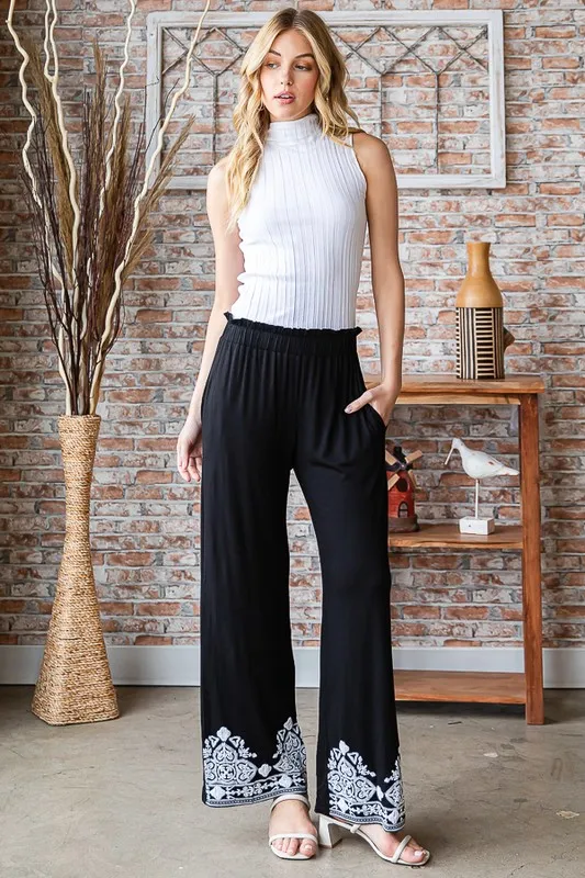 Full Size Solid Damask Casual Pants Plus Size, image 14