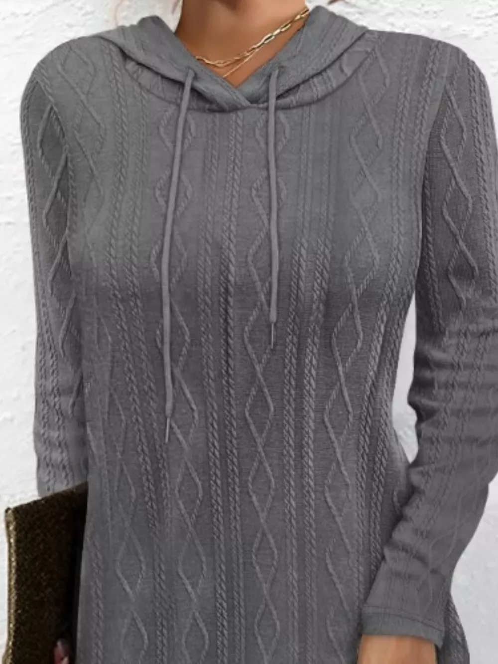 Casual Long Sleeve Hooded Knit Dress, image 4