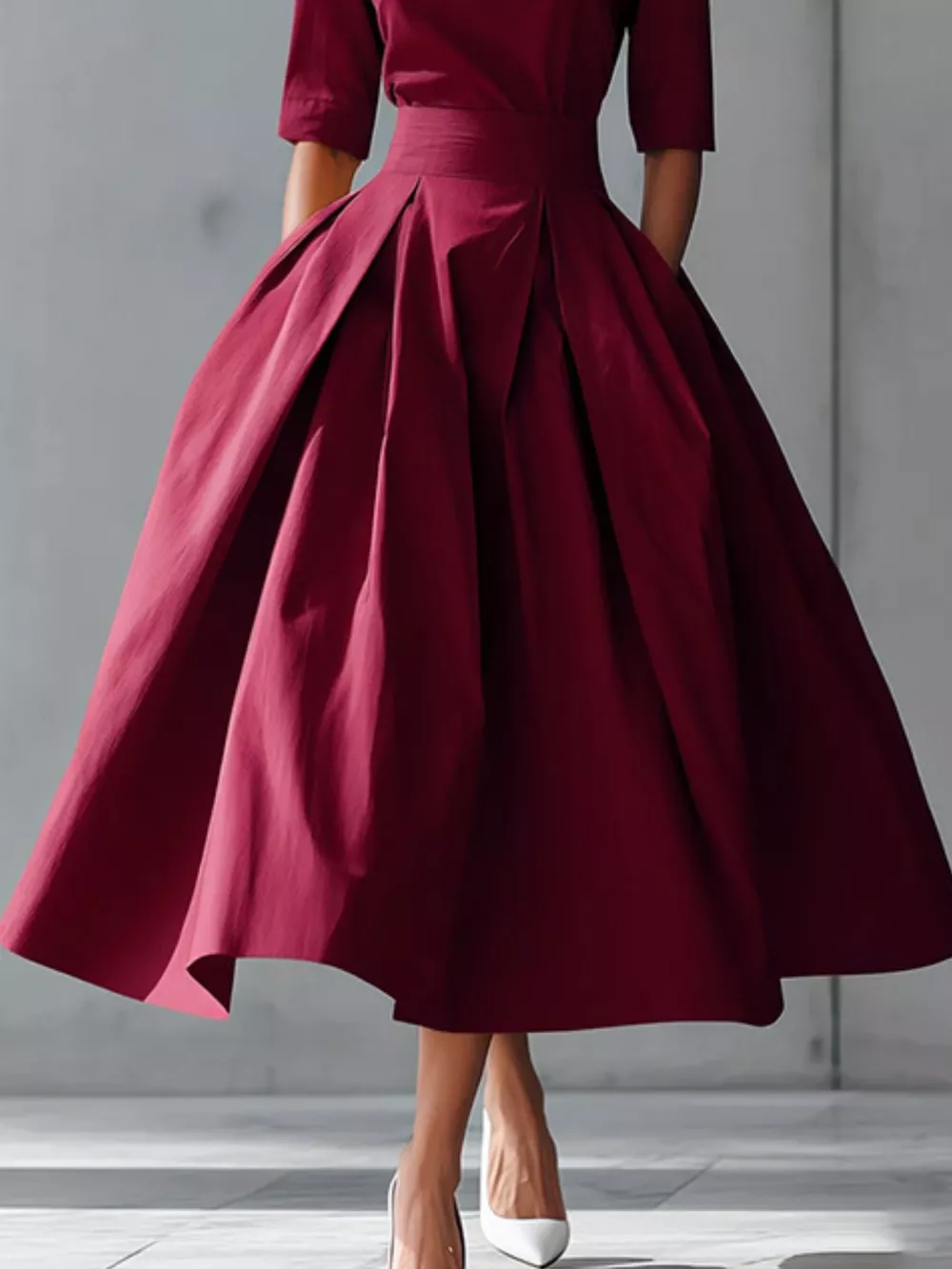 Round Neck A-Line Midi Dress, image 12