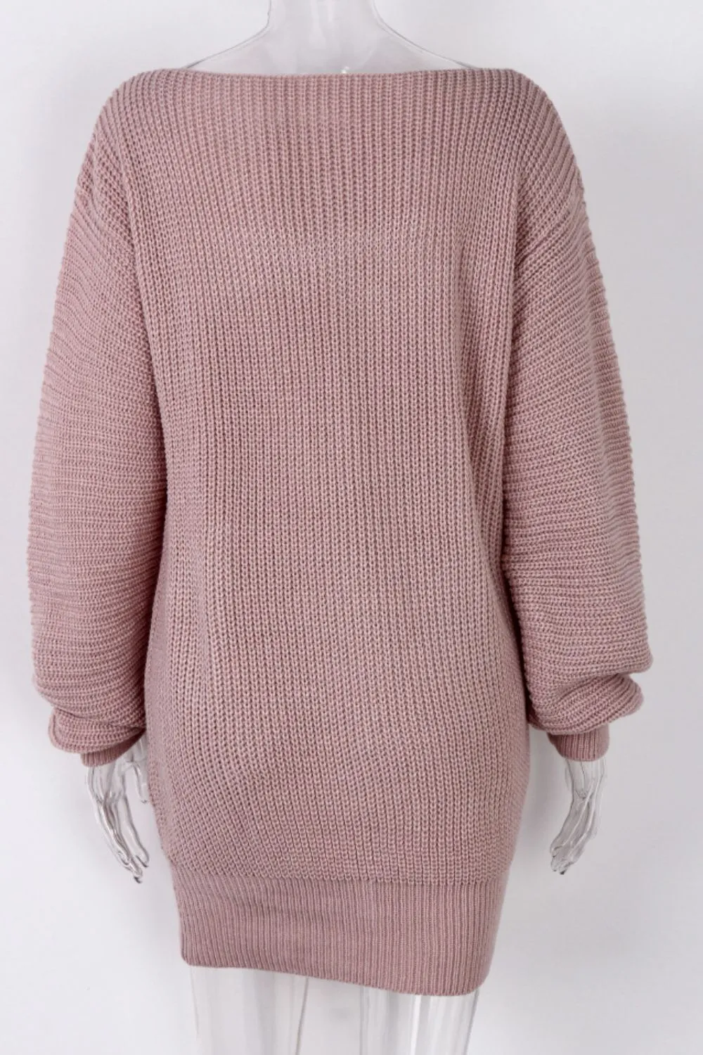 Boat Neck Long Sleeve Mini Sweater Dress, image 6