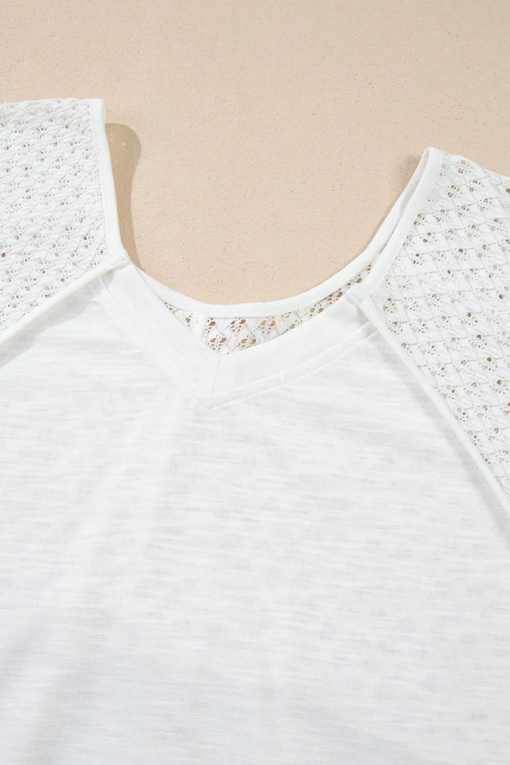 Openwork High Low Hem V Neck Oversized Top, image 7