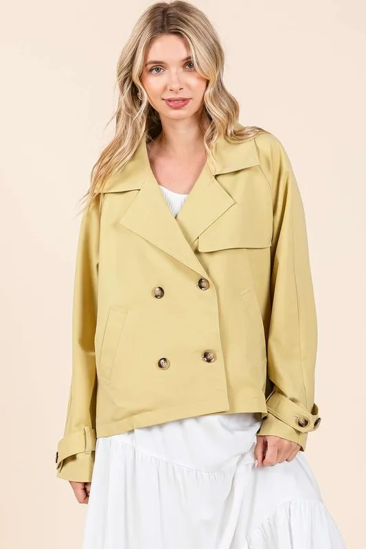 Double Breasted Long Sleeve Trench Coat Jacket, image 3