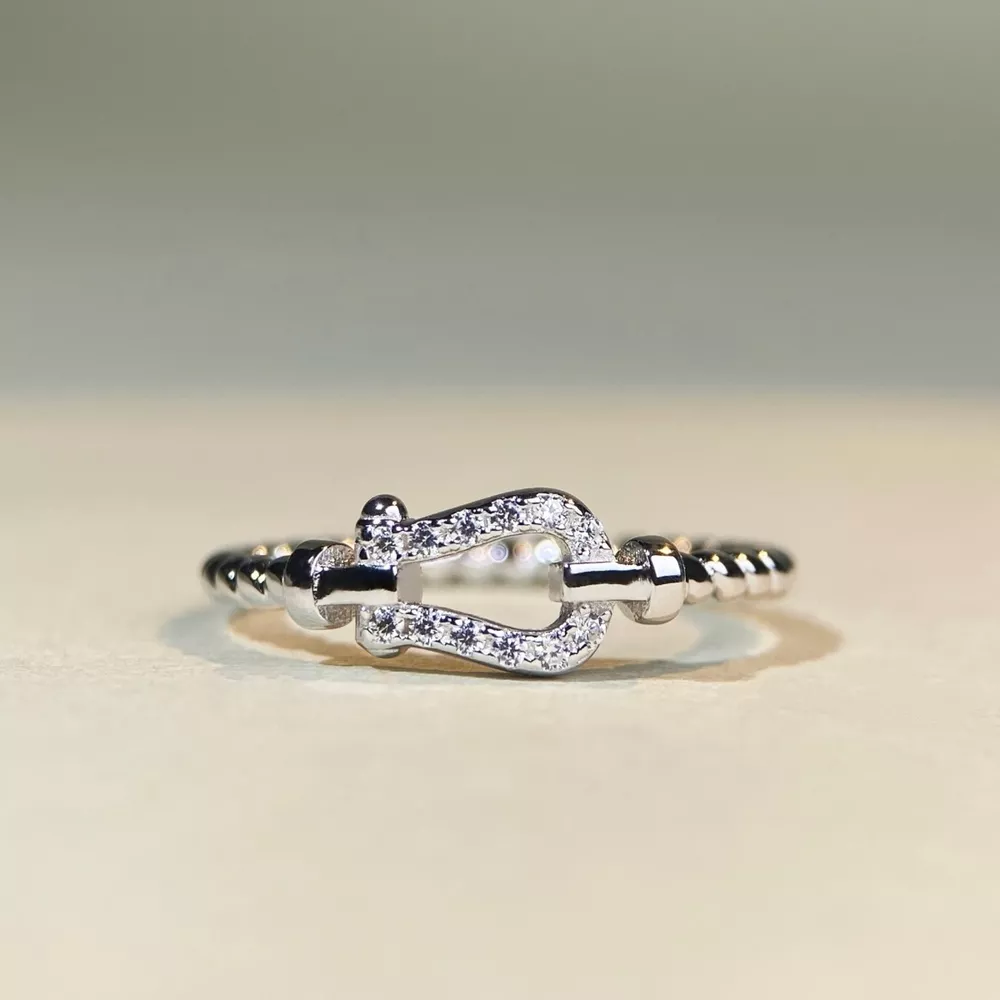 925 Sterling Silver Zircon Horseshoe Shaped Ring, image 5