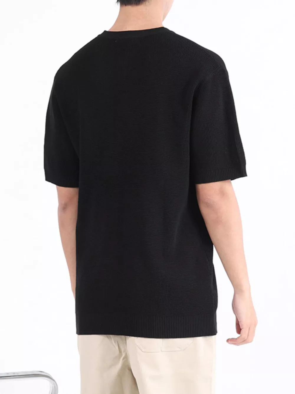 Men's Plus Size Textured Knit Henley T-Shirt, image 9