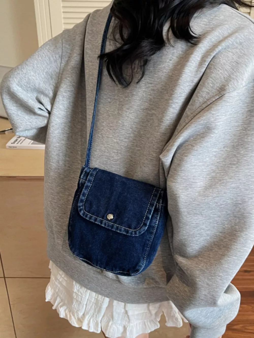 Denim Flap Crossbody Bag, image 4
