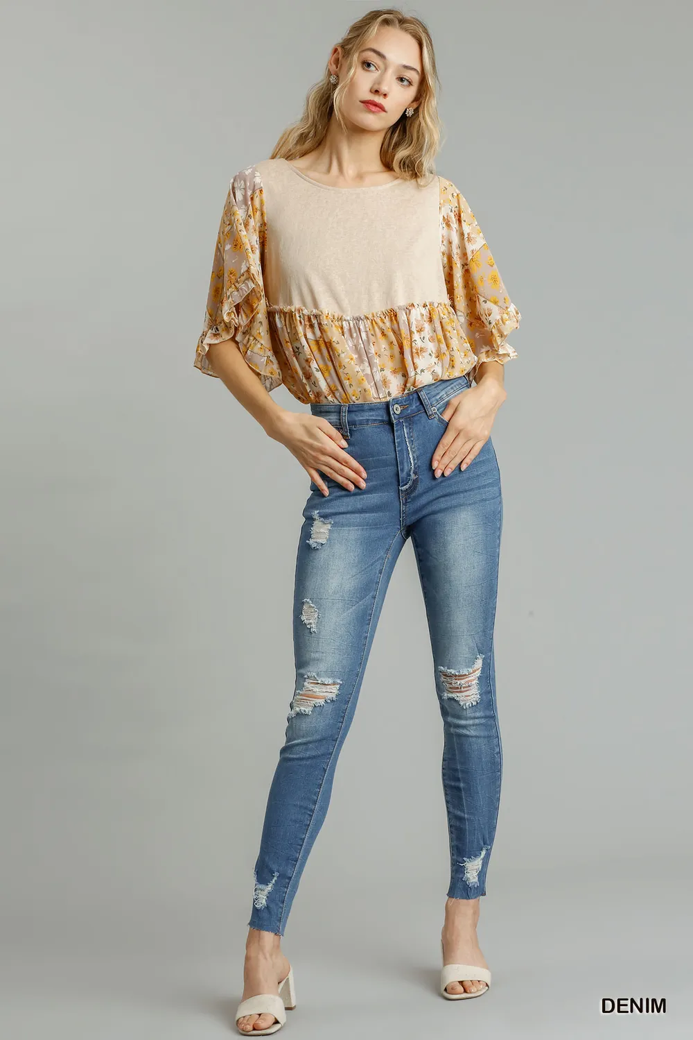 Distressed Skinny Jeans with Edge Detail, image 2