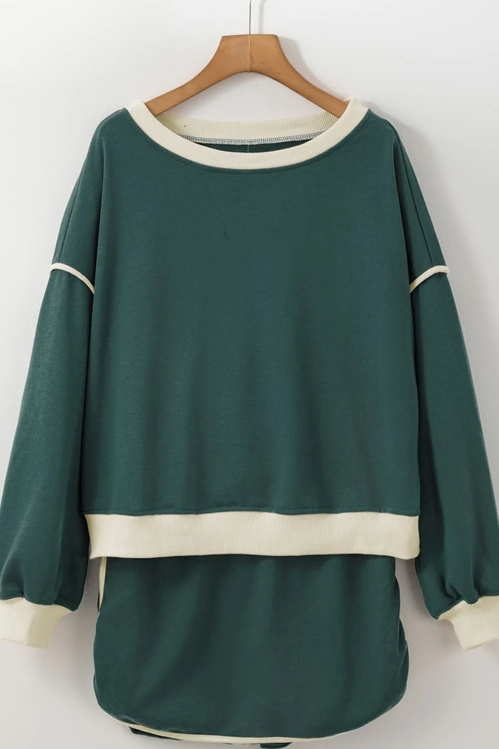 Contrast Trim Round Neck Top and Skort Set, image 9