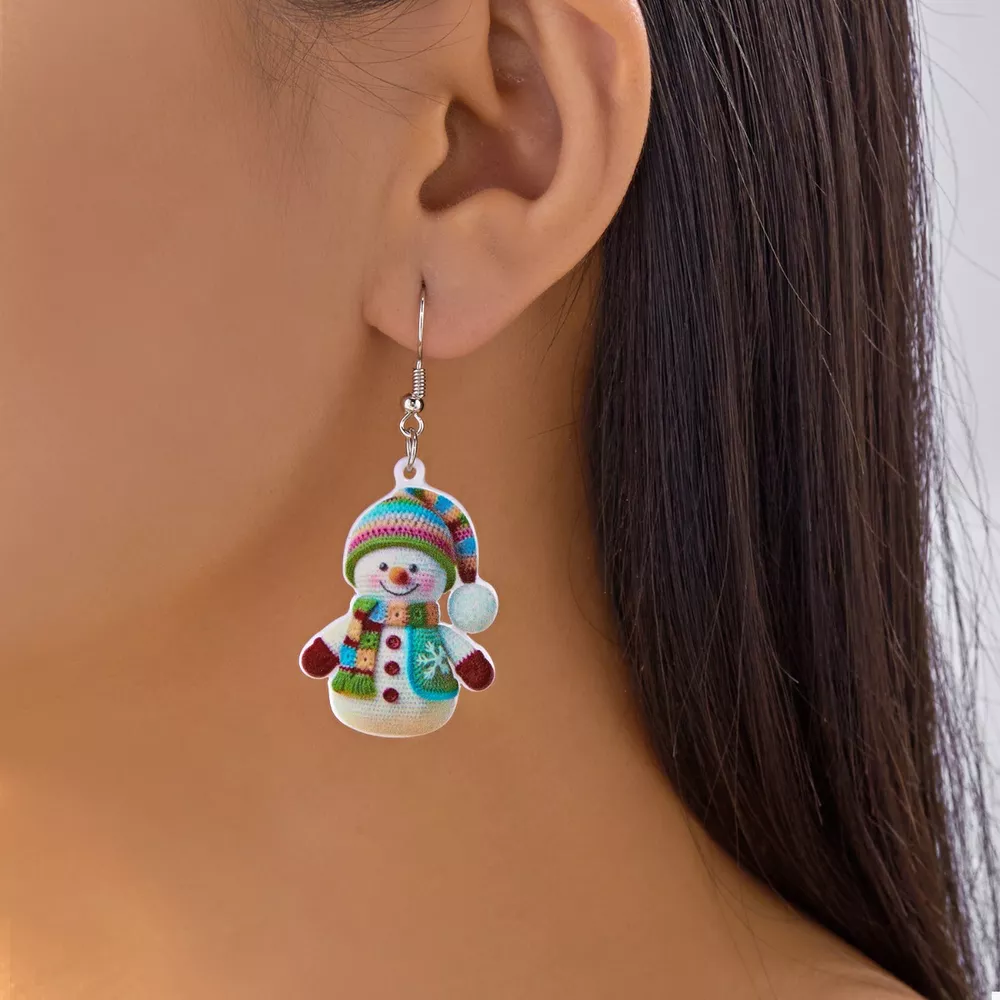 Christmas Snowman Dangle Earrings, image 3
