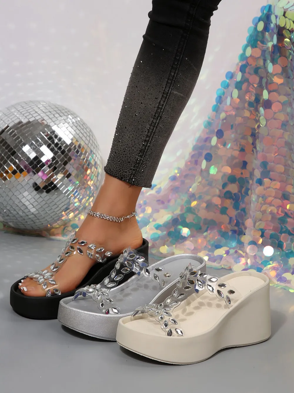 Open Toe Platform Wedge Sandals, image 2