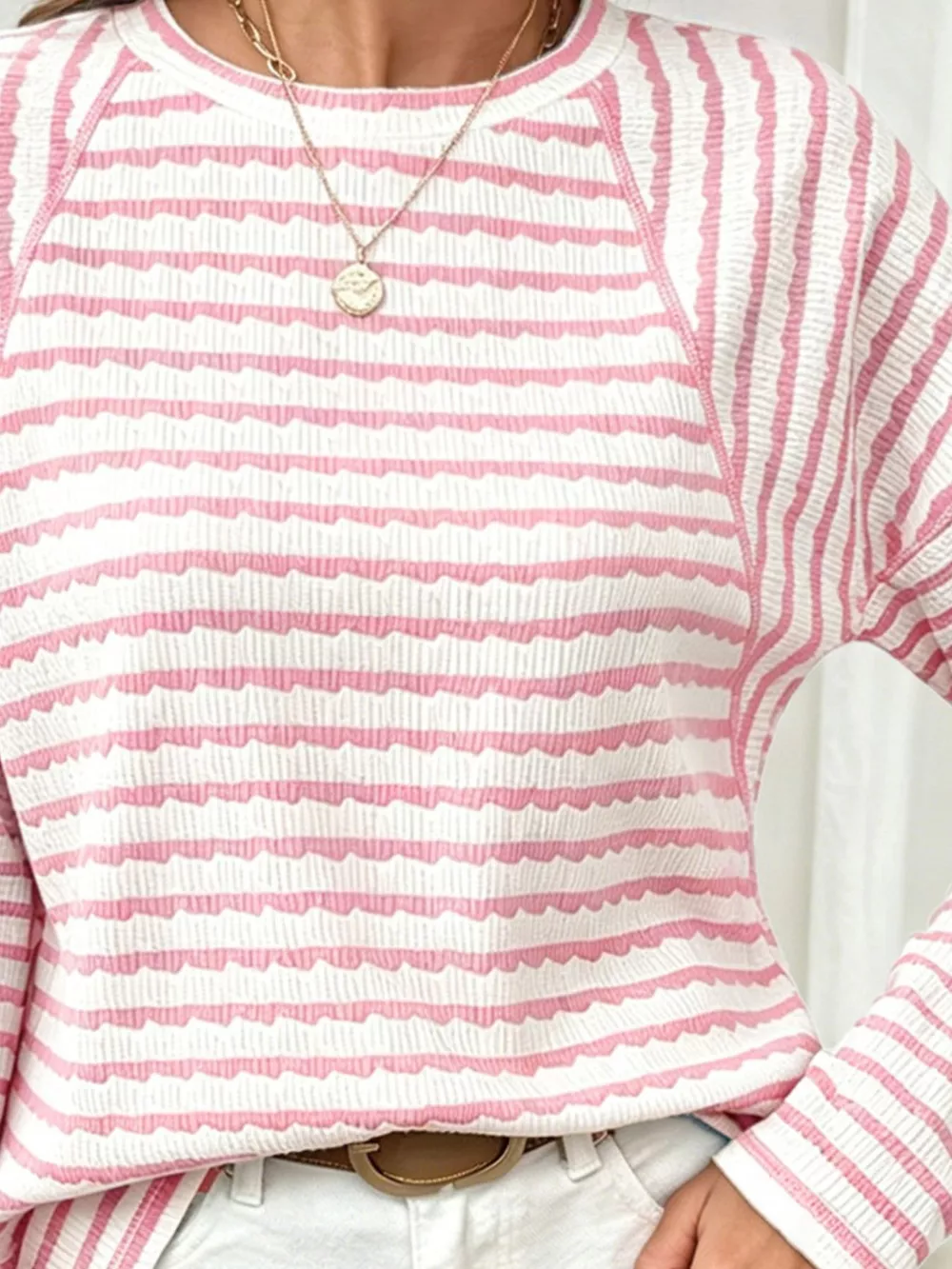 Casual Striped Raglan Sleeve Long-Sleeve T-Shirt, image 11