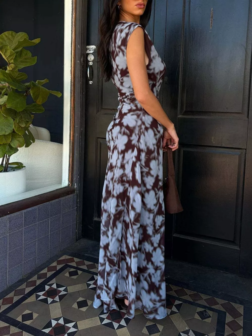 One-Shoulder Floral Print Maxi Dress, image 9