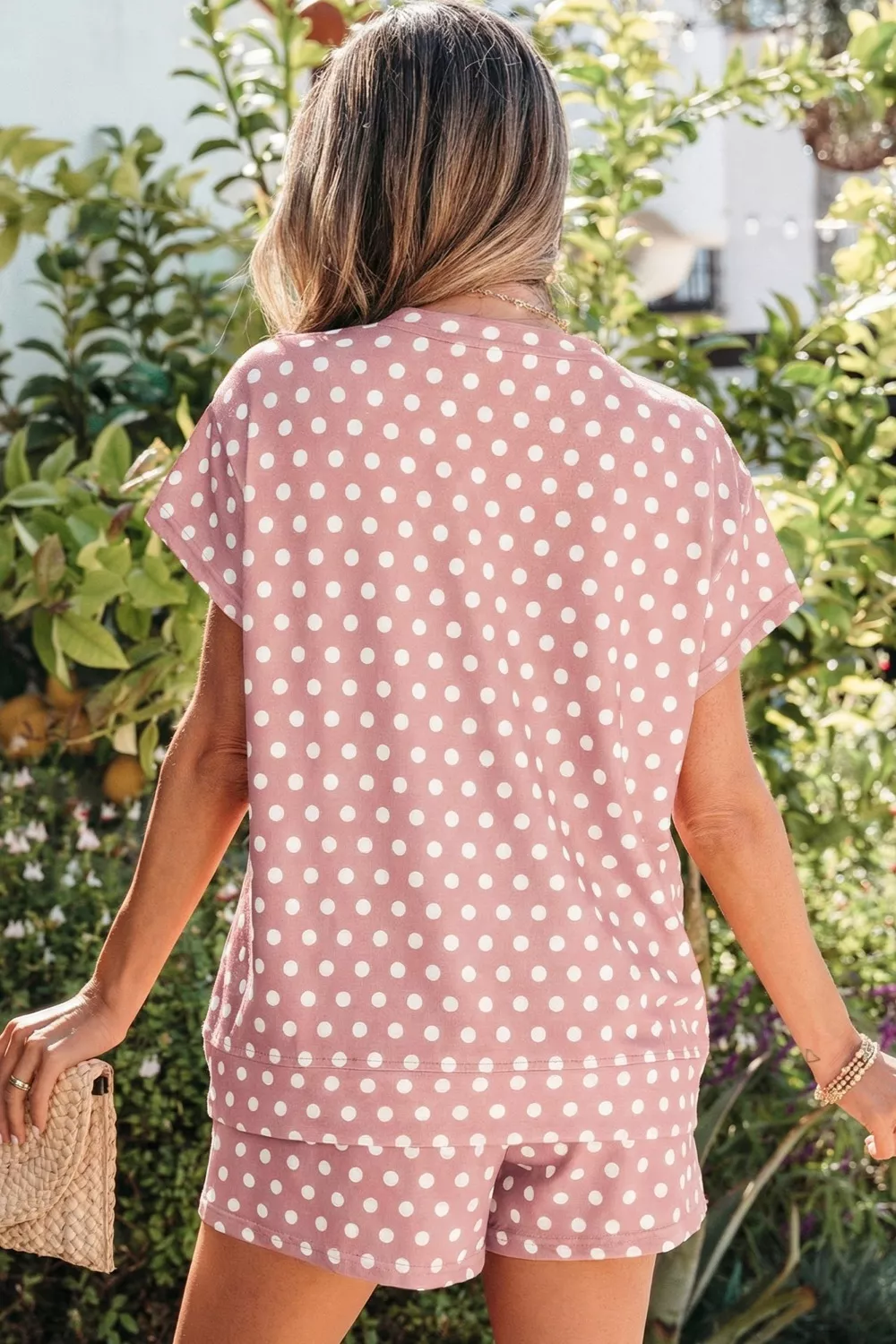 Polka Dot Print Tee and Shorts Set, image 2