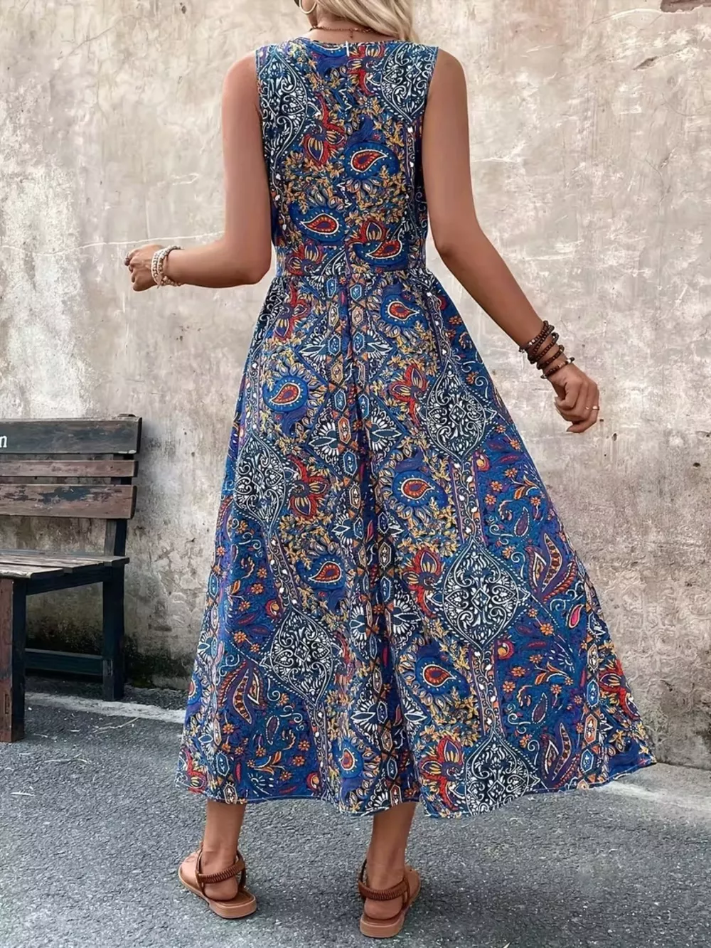 Paisley Print Sleeveless Romper, image 12