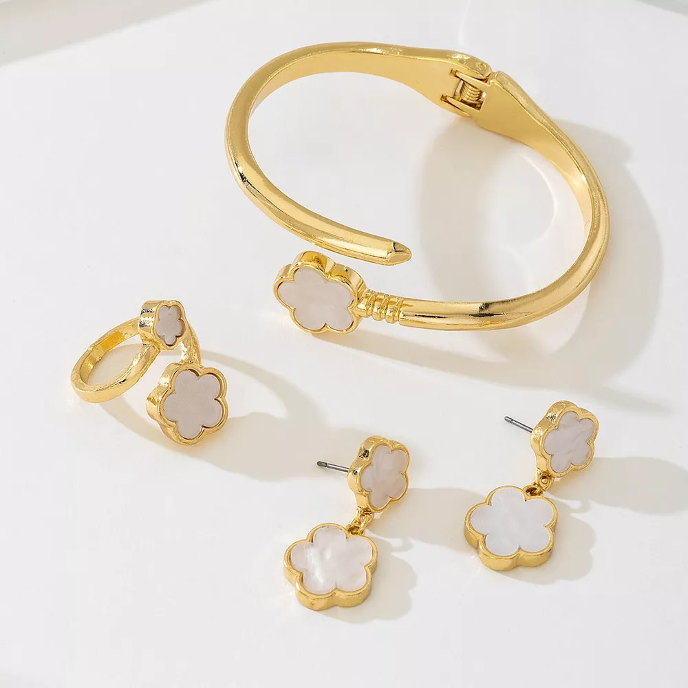 18K Gold-Plated Flower Jewelry Set, image 4