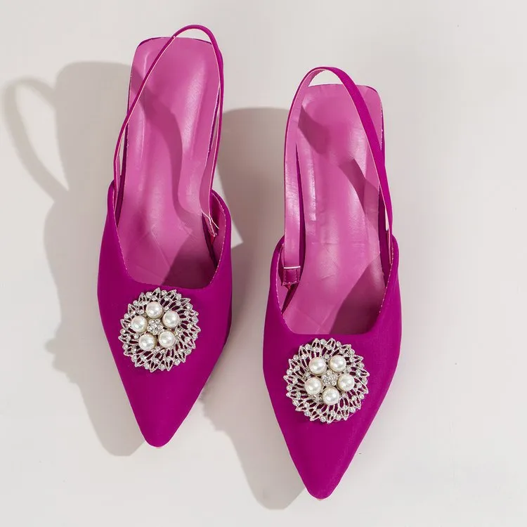 Pearl Detail Point Toe Pumps, image 3