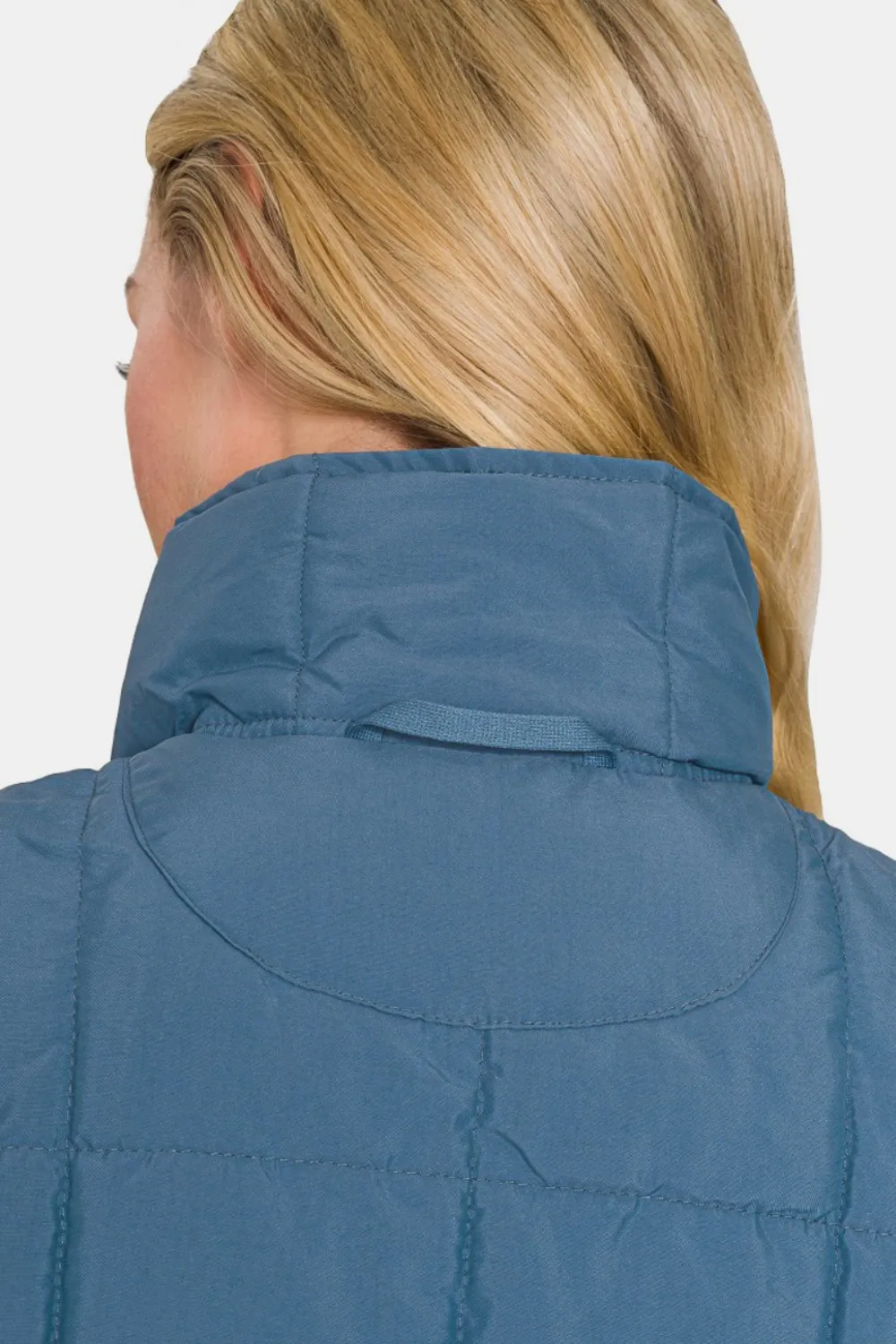 Zip Up Cropped Puffer Vest with Pockets, image 4