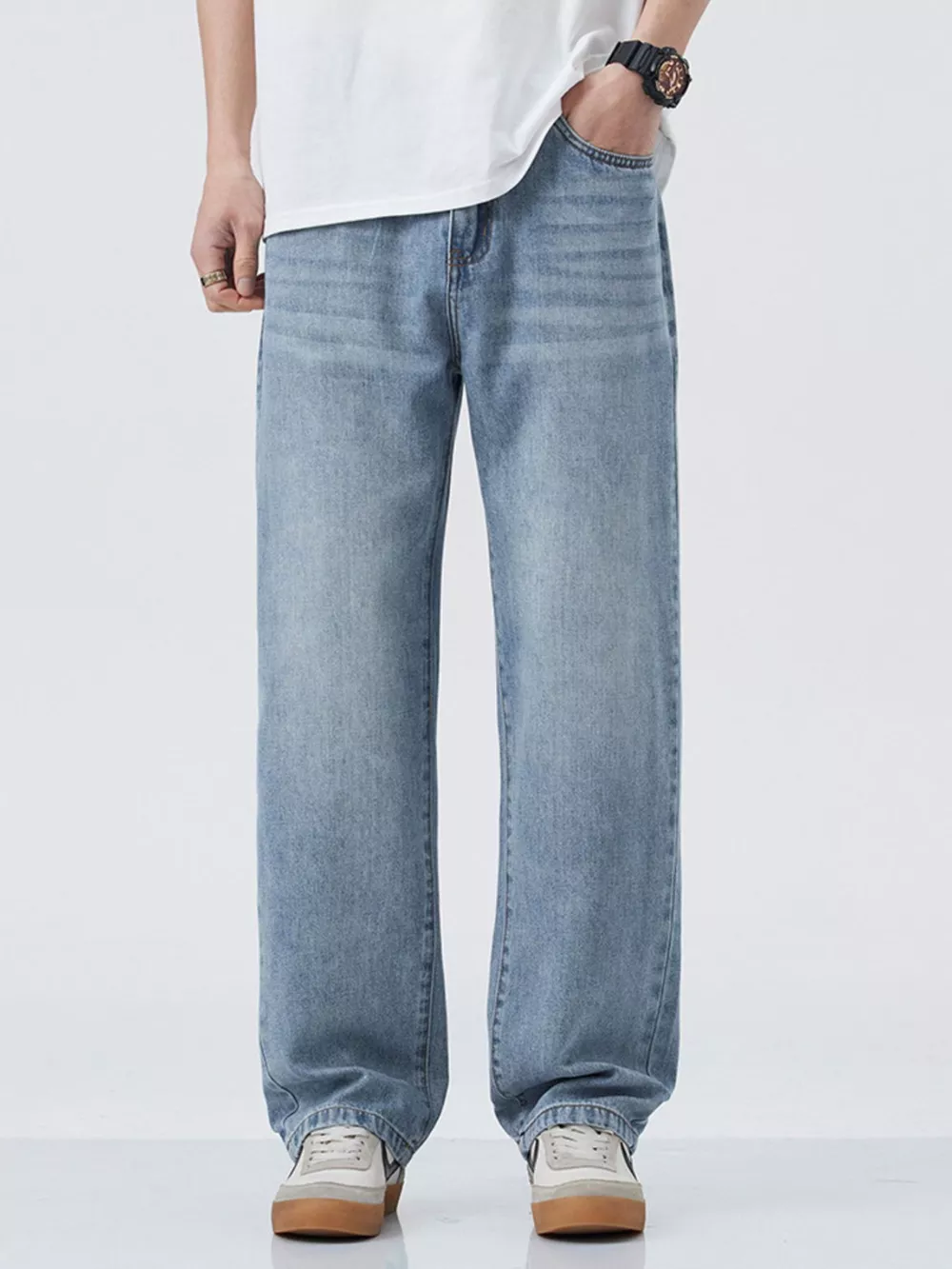 Men's Wide Leg Relaxed Fit Jeans, image 8