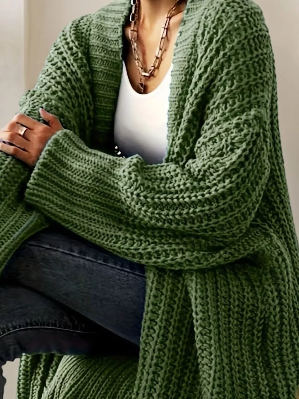 Chunky Knit Open Front Cardigan, image 11