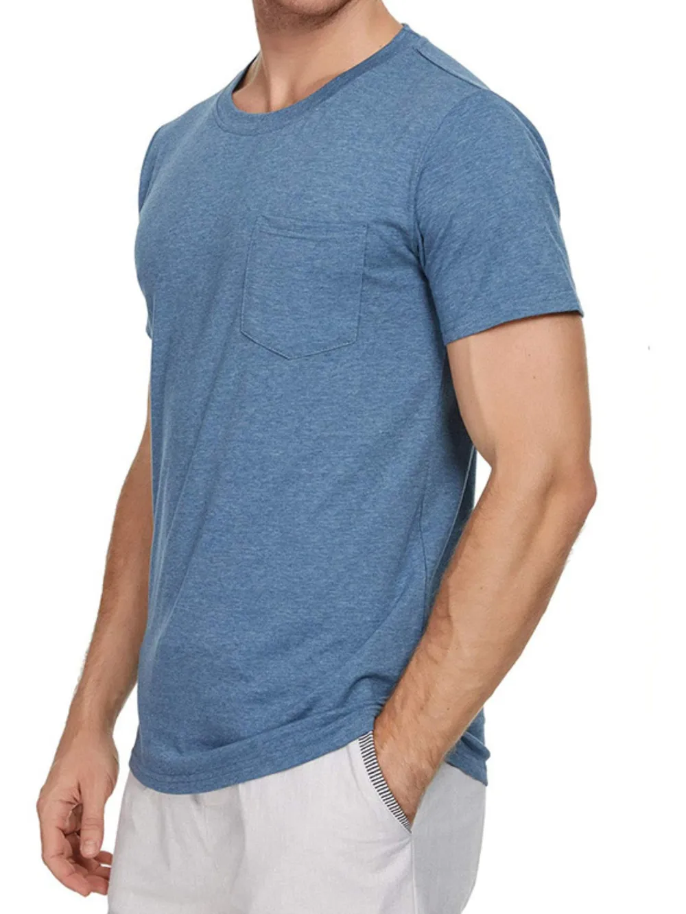 Men's Classic Round Neck Pocket T-Shirt, image 4
