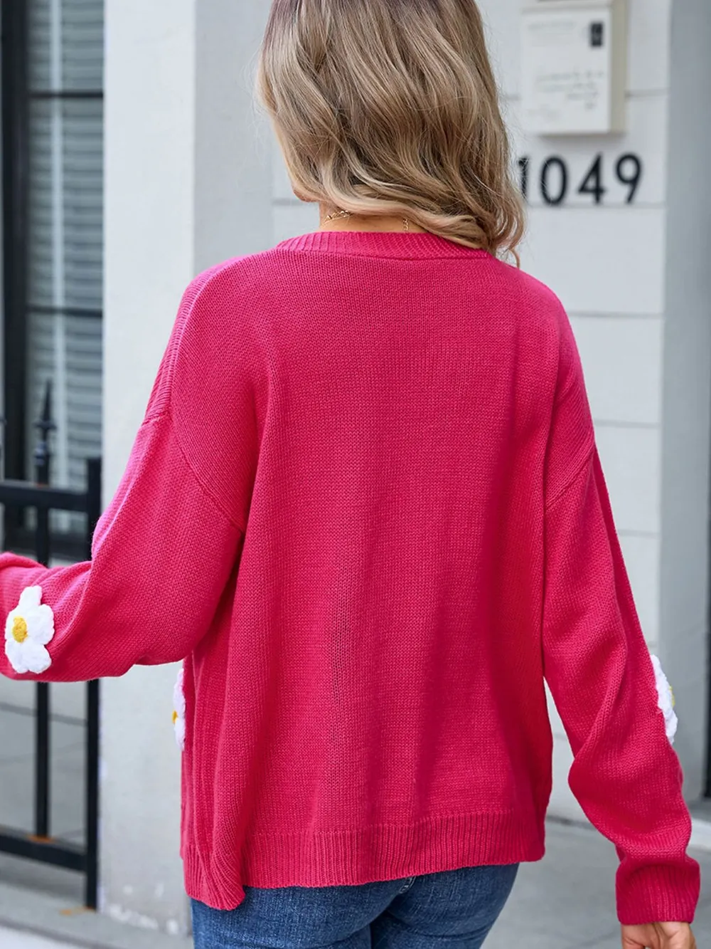 Crochet Flower Button Up Cardigan, image 12