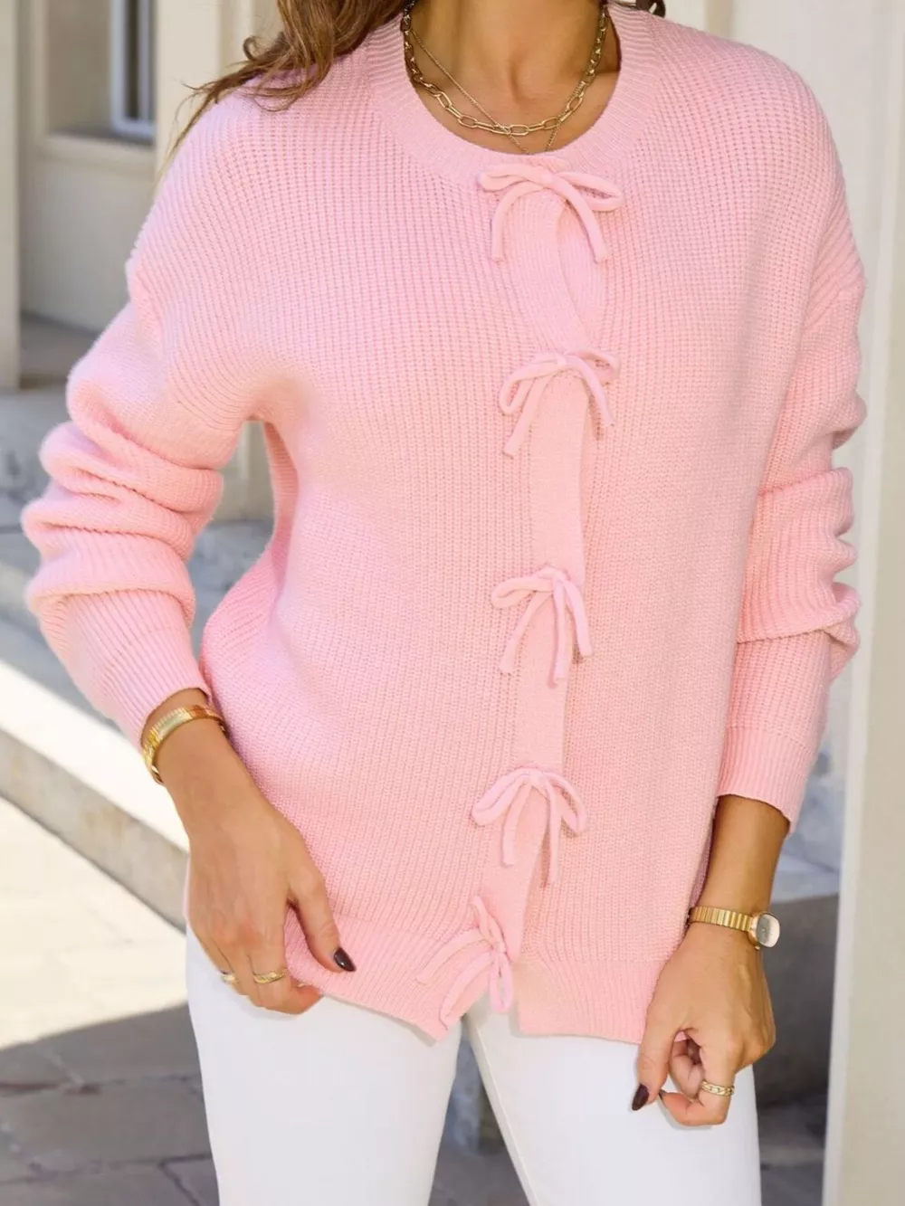 Ribbed Knit Bow-Tie Cardigan, image 7