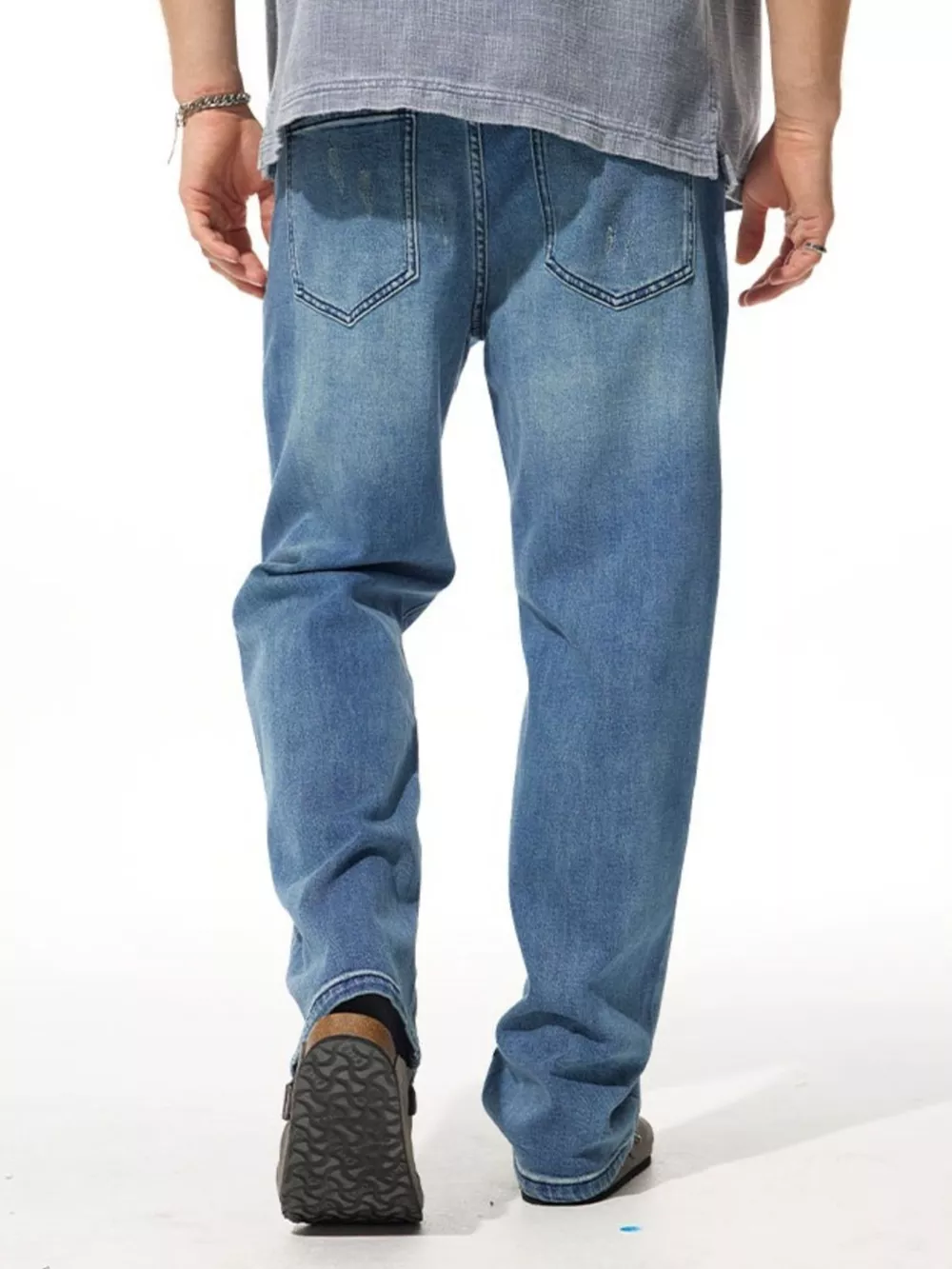 Men's Washed Wide Leg Jeans, image 6