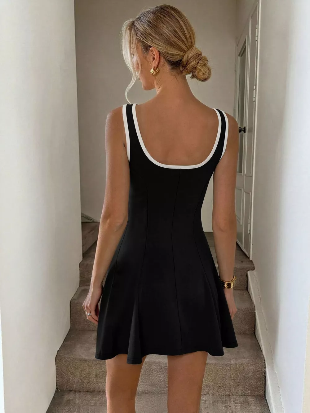 Contrast Trim Wide Strap Dress, image 2