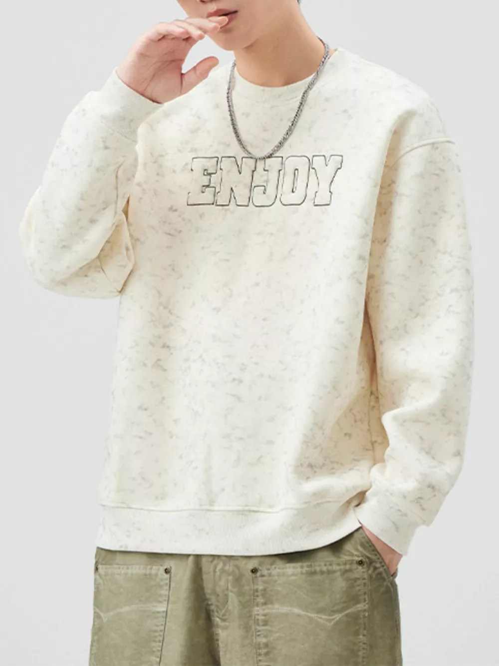 Men's Plus Size Enjoy Round Neck Long Sleeve Sweatshirt, image 5
